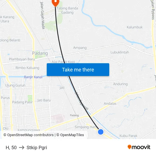 H, 50 to Stkip Pgri map