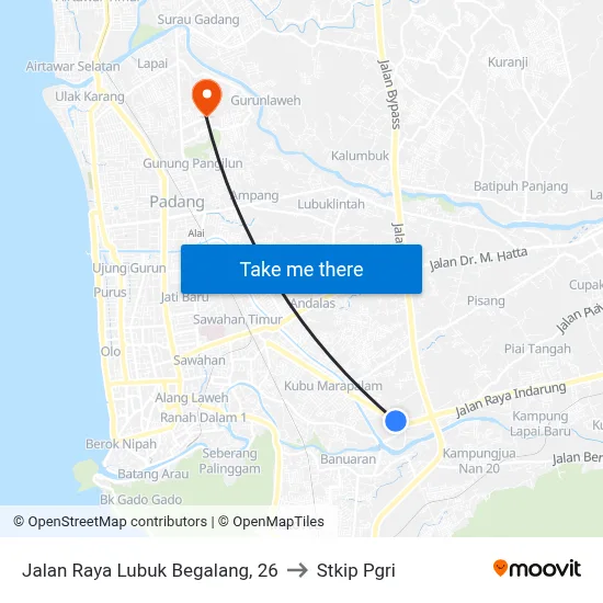 Jalan Raya Lubuk Begalang, 26 to Stkip Pgri map