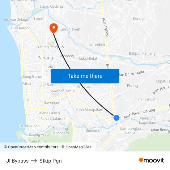 Jl Bypass to Stkip Pgri map
