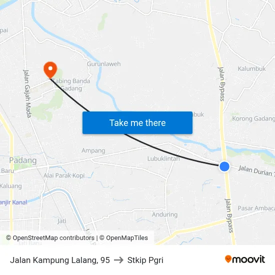 Jalan Kampung Lalang, 95 to Stkip Pgri map