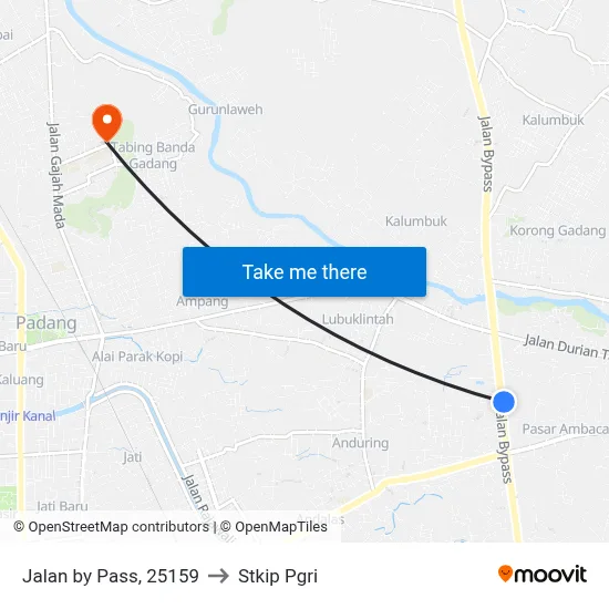 Jalan by Pass, 25159 to Stkip Pgri map