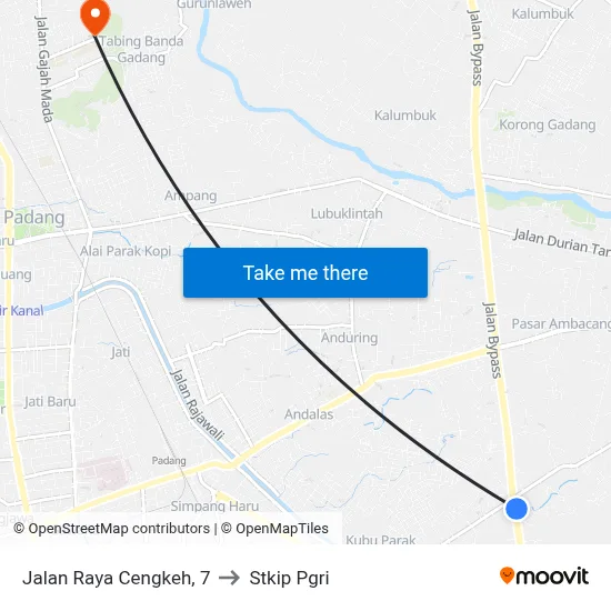 Jalan Raya Cengkeh, 7 to Stkip Pgri map