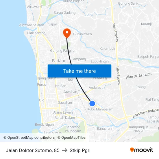 Jalan Doktor Sutomo, 85 to Stkip Pgri map