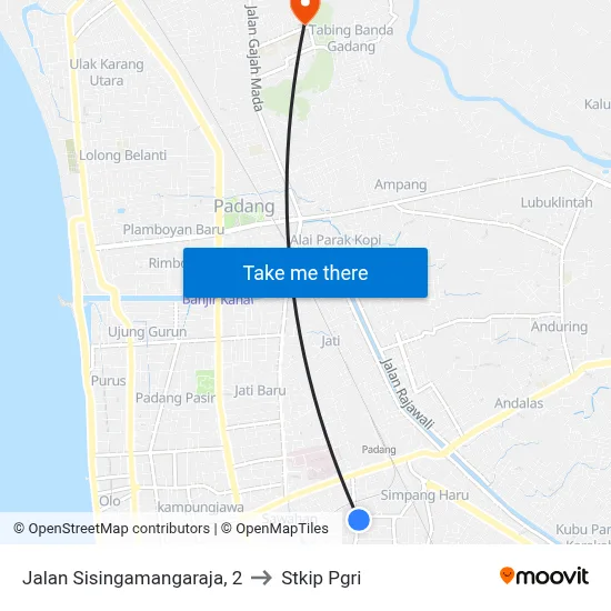 Jalan Sisingamangaraja, 2 to Stkip Pgri map
