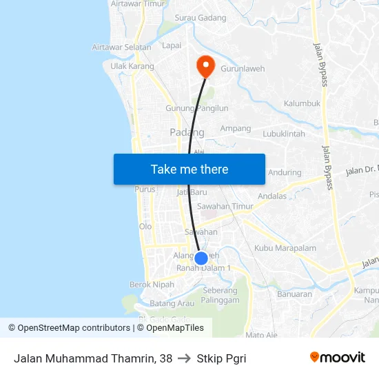 Jalan Muhammad Thamrin, 38 to Stkip Pgri map