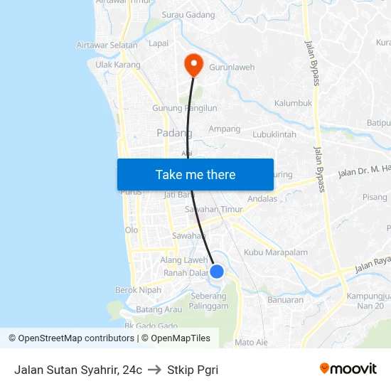 Jalan Sutan Syahrir, 24c to Stkip Pgri map