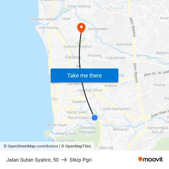 Jalan Sutan Syahrir, 50 to Stkip Pgri map