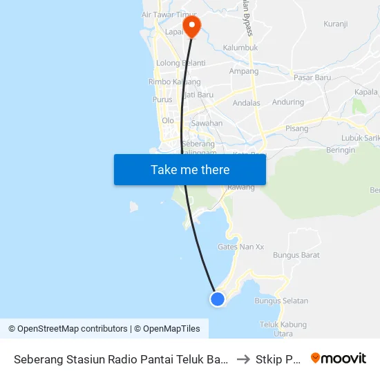 Seberang Stasiun Radio Pantai Teluk Bayur to Stkip Pgri map