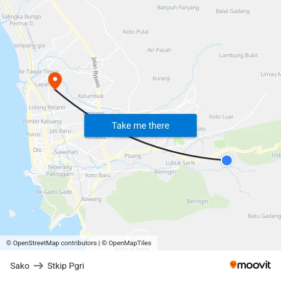 Sako to Stkip Pgri map