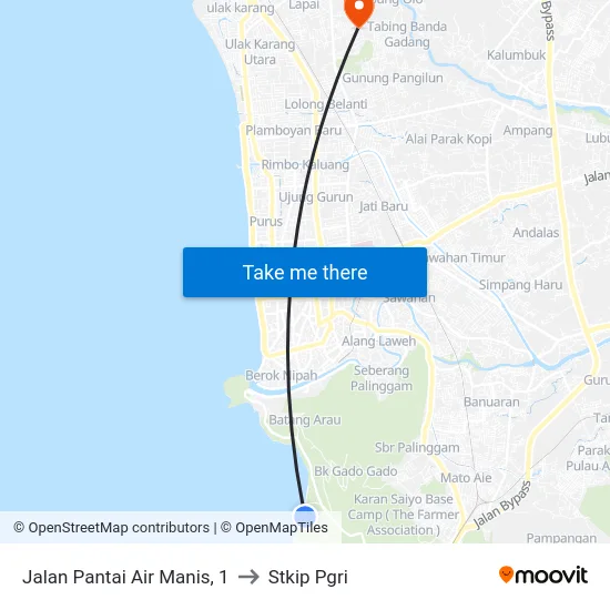Jalan Pantai Air Manis, 1 to Stkip Pgri map