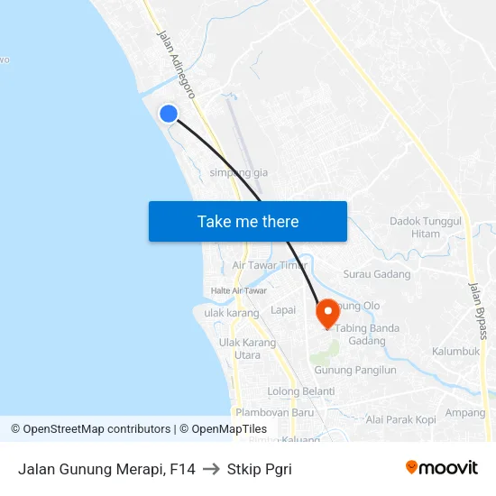 Jalan Gunung Merapi, F14 to Stkip Pgri map