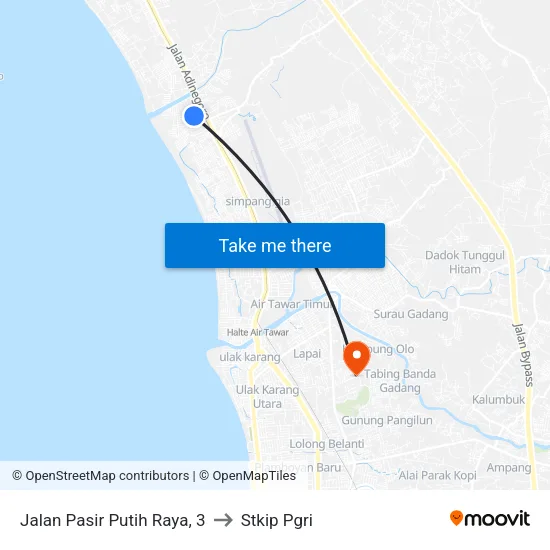 Jalan Pasir Putih Raya, 3 to Stkip Pgri map
