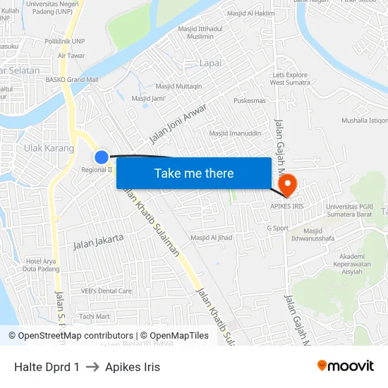 Halte Dprd 1 to Apikes Iris map