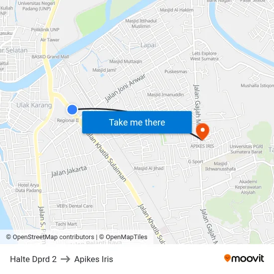 Halte Dprd 2 to Apikes Iris map