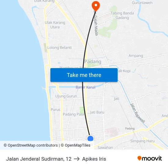Jalan Jenderal Sudirman, 12 to Apikes Iris map