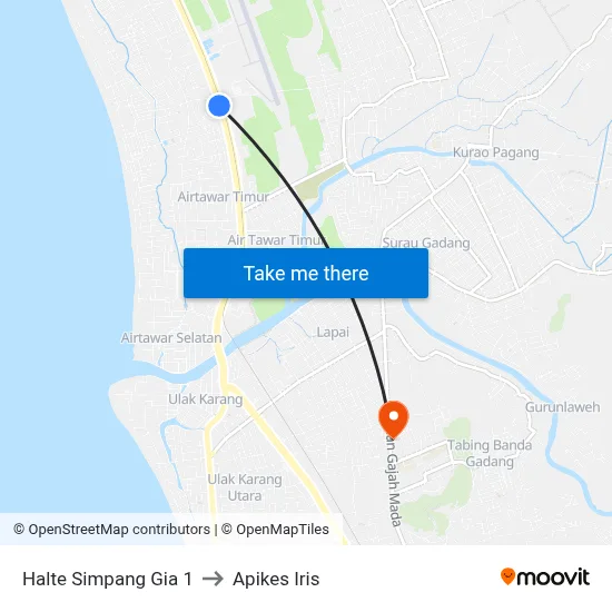 Halte Simpang Gia 1 to Apikes Iris map