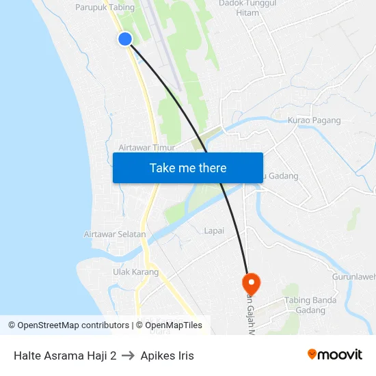 Halte Asrama Haji 2 to Apikes Iris map