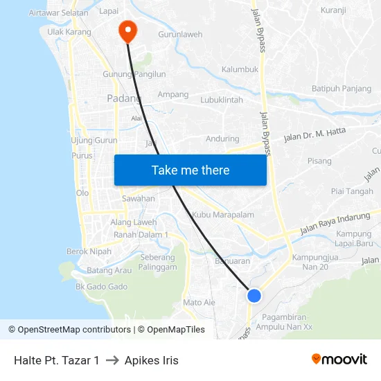 Halte Pt. Tazar 1 to Apikes Iris map