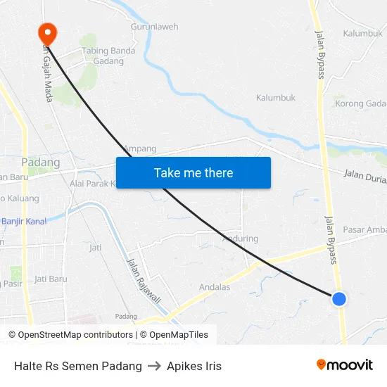 Halte Rs Semen Padang to Apikes Iris map