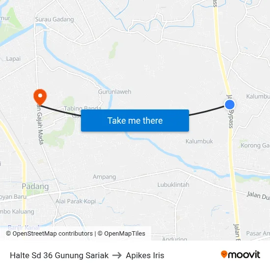 Halte Sd 36 Gunung Sariak to Apikes Iris map