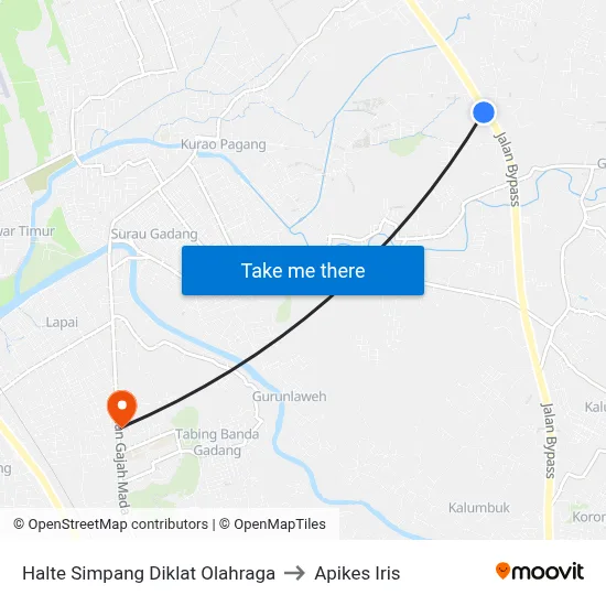 Halte Simpang Diklat Olahraga to Apikes Iris map