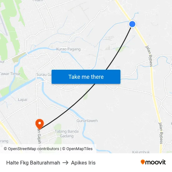 Halte Fkg Baiturahmah to Apikes Iris map