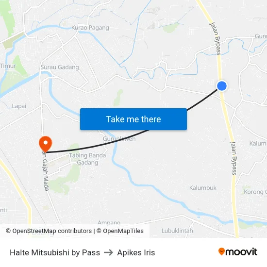 Halte Mitsubishi by Pass to Apikes Iris map