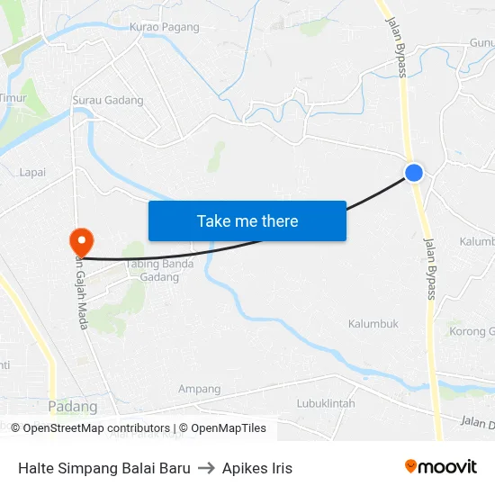 Halte Simpang Balai Baru to Apikes Iris map
