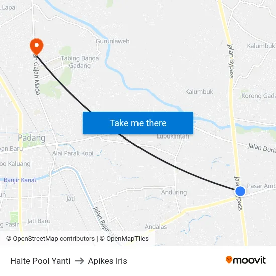 Halte Pool Yanti to Apikes Iris map