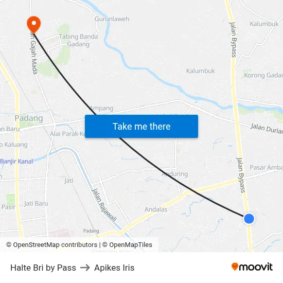 Halte Bri by Pass to Apikes Iris map