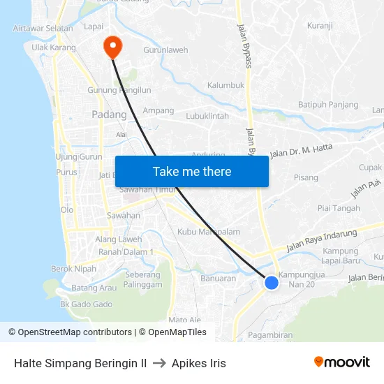 Halte Simpang Beringin II to Apikes Iris map