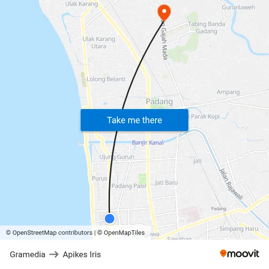 Gramedia to Apikes Iris map
