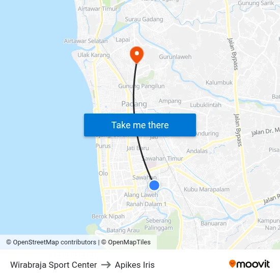 Wirabraja Sport Center to Apikes Iris map