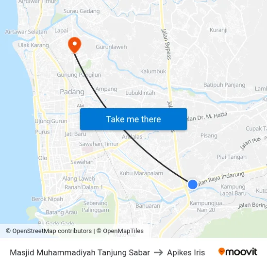 Masjid Muhammadiyah Tanjung Sabar to Apikes Iris map