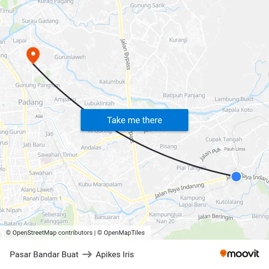 Pasar Bandar Buat to Apikes Iris map