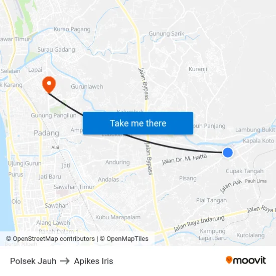 Polsek Jauh to Apikes Iris map
