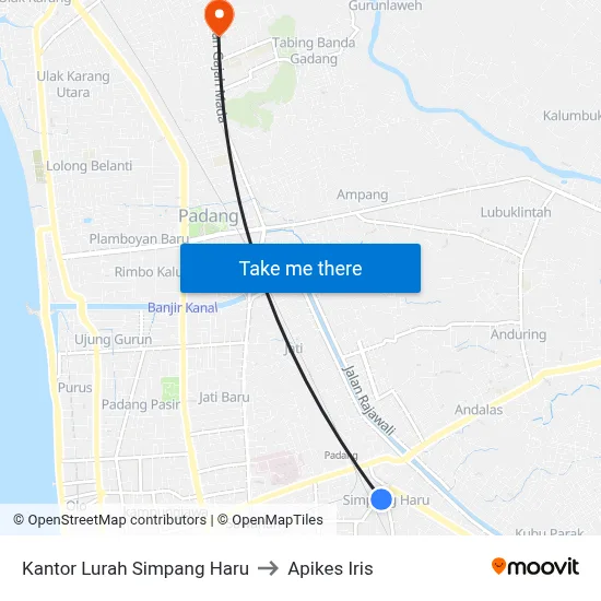 Kantor Lurah Simpang Haru to Apikes Iris map