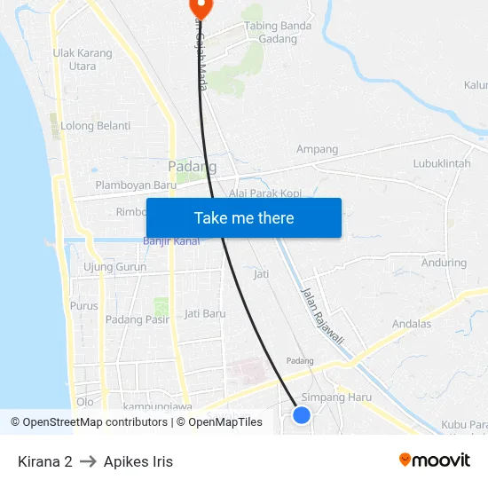 Kirana 2 to Apikes Iris map