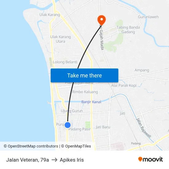 Jalan Veteran, 79a to Apikes Iris map