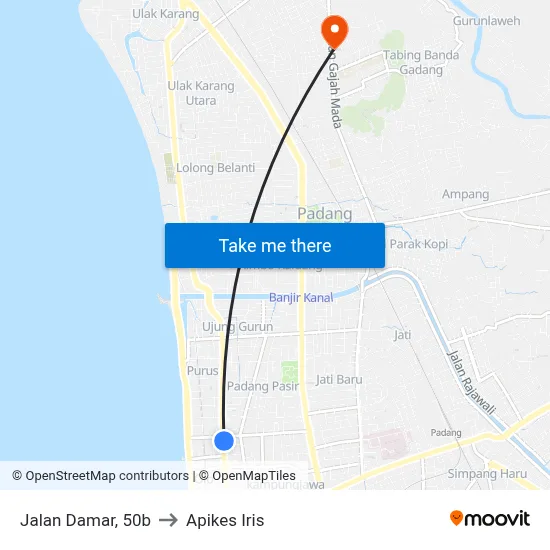 Jalan Damar, 50b to Apikes Iris map