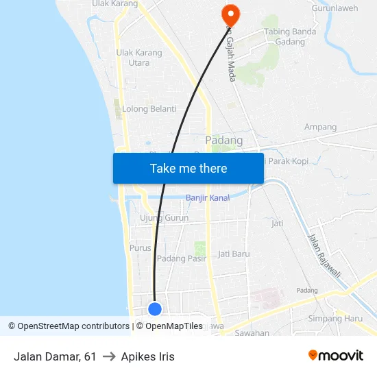 Jalan Damar, 61 to Apikes Iris map