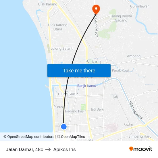 Jalan Damar, 48c to Apikes Iris map