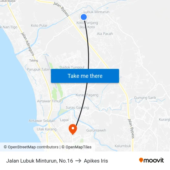 Jalan Lubuk Minturun, No.16 to Apikes Iris map