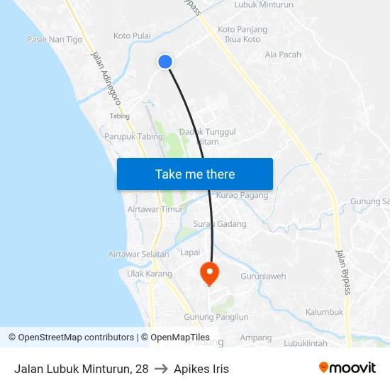 Jalan Lubuk Minturun, 28 to Apikes Iris map