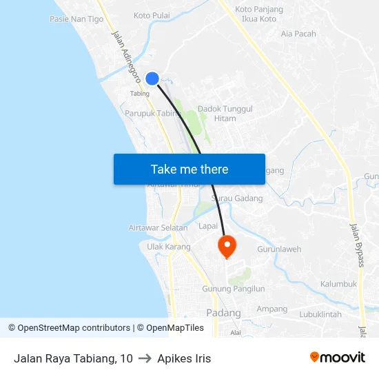 Jalan Raya Tabiang, 10 to Apikes Iris map