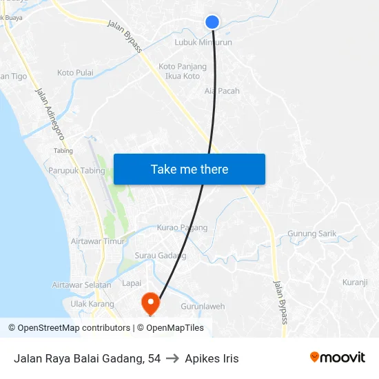 Jalan Raya Balai Gadang, 54 to Apikes Iris map