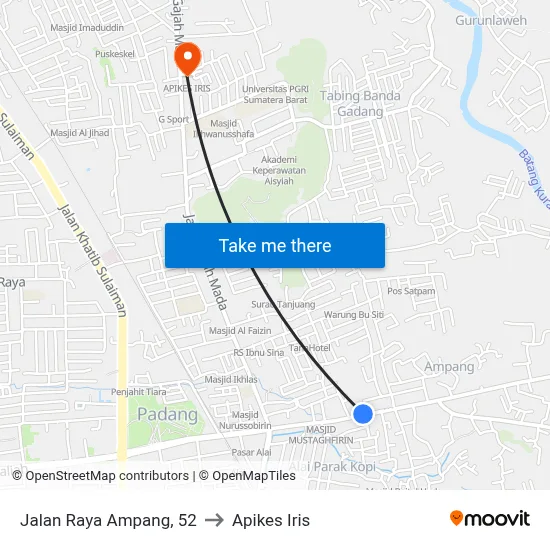 Jalan Raya Ampang, 52 to Apikes Iris map