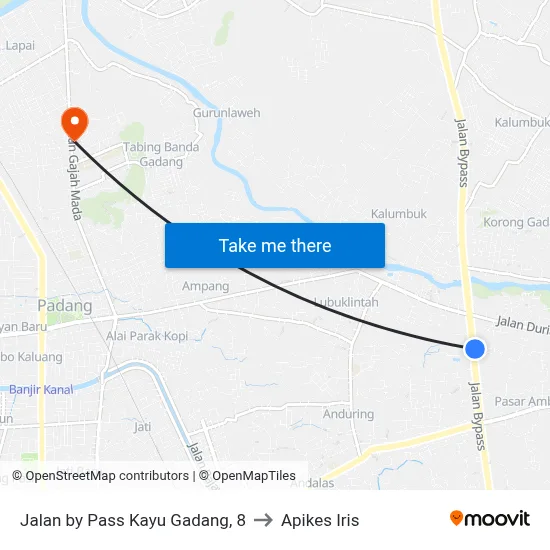 Jalan by Pass Kayu Gadang, 8 to Apikes Iris map