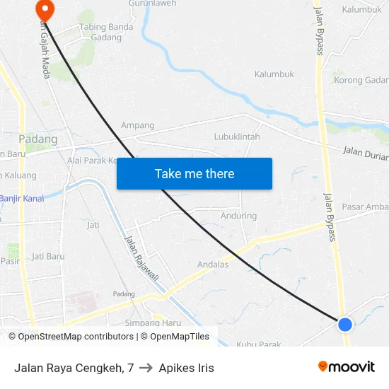 Jalan Raya Cengkeh, 7 to Apikes Iris map