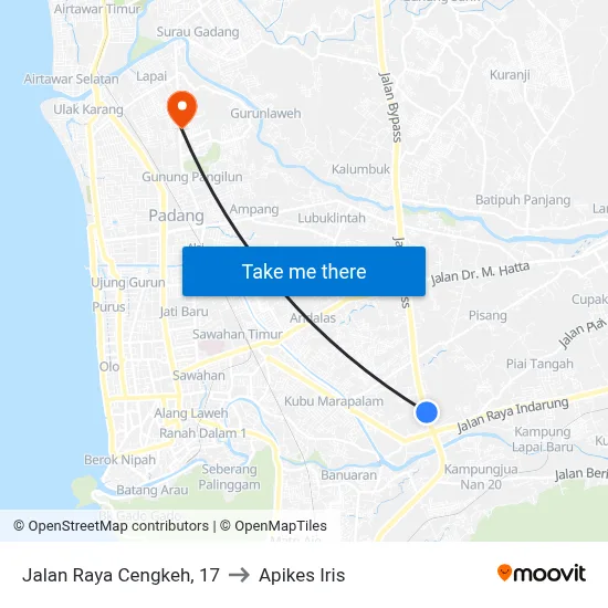 Jalan Raya Cengkeh, 17 to Apikes Iris map